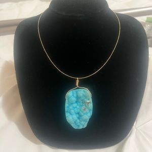One Huge solid Turquoise pendant